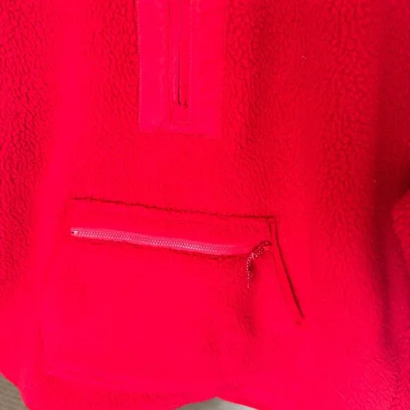 Vineyard Vines | Red Plaid Color-Block Super Shep Half-Zip Teddy Fleece Pullover - Picture 5 of 7